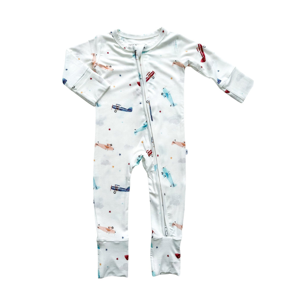 Vintage Airplane Baby Pajamas | Zipper Romper
