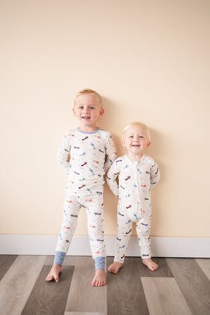 Vintage Airplane Baby Pajamas | Zipper Romper