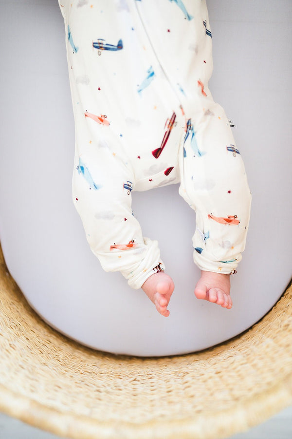 Vintage Airplane Baby Pajamas | Zipper Romper