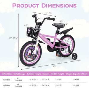 16 Inch Kids Bike for 4-8 Years Old Sport Bicycle with Adjustable Handlebar and Saddle